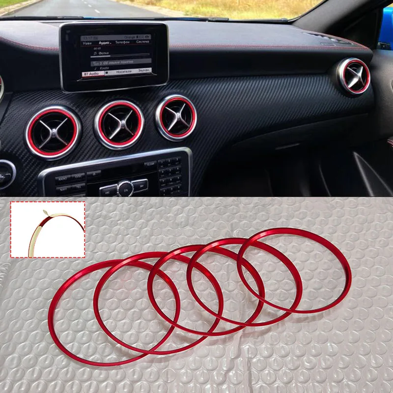 Автомобильный кондиционер, вентиляционное отверстие, кольцо, накладка, декоративная наклейка для Benz A B GLA CLA Class W176 W246 C117 X156 2012-2018, внутренние аксессуары