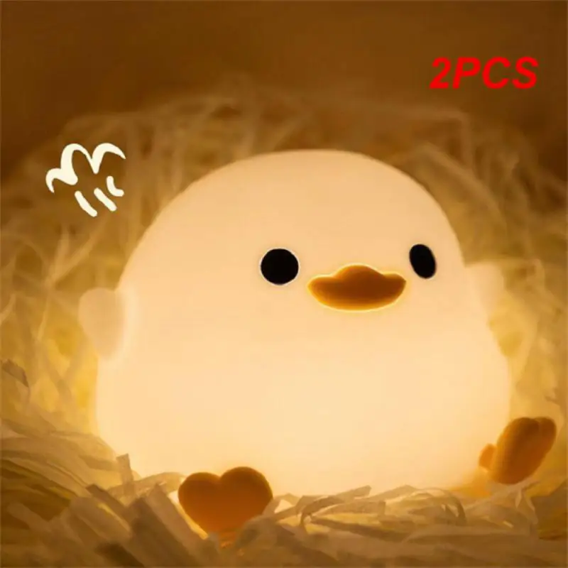 

2PCS Night light for children duck Cartoon animals Silicone lamp Touch Sensor Timing USB Rechargeable for bedroom Bedside gifts