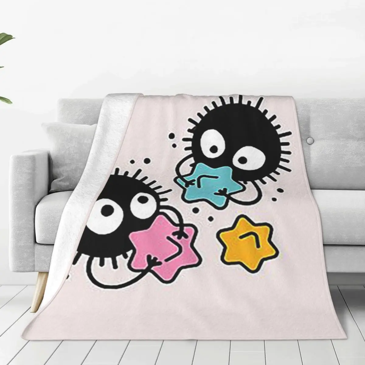 Soot Studio Ghibli Blanket Fleece Warm Sofa Throw Blankets For Couch Bedding Travel Throws Bedspread Quilt