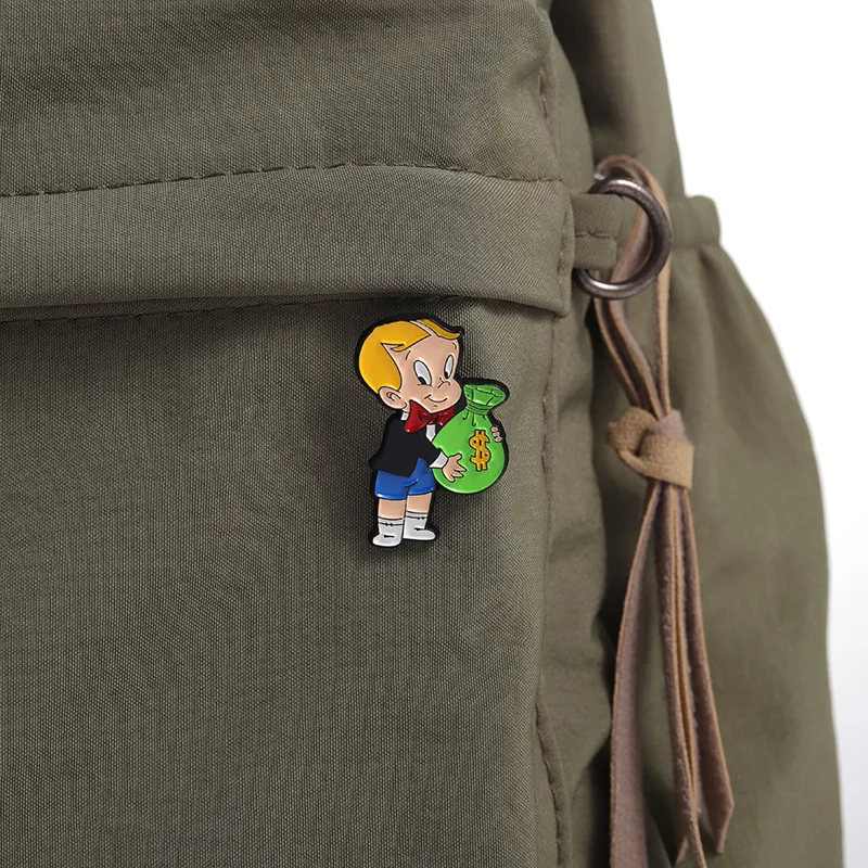 Cartoon Brooch Boy Money Bag Shape Metal Badge Accessories Gift Wholesale Badges on Backpack Brooches Anime Pins for Caps Lapel