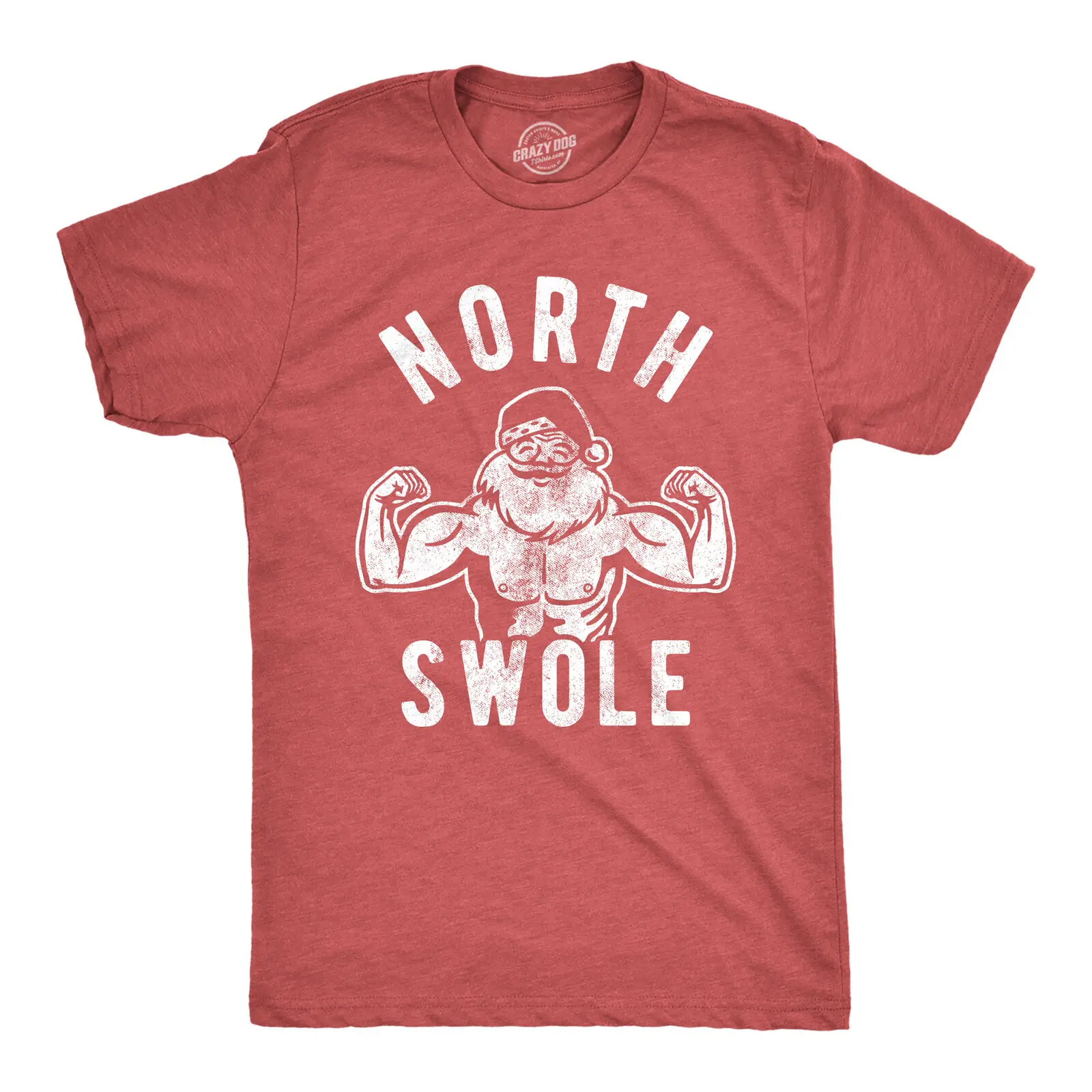 Mens North Swole Tshirt Funny Workout Santa Christmas Graphic Novelty Fitness