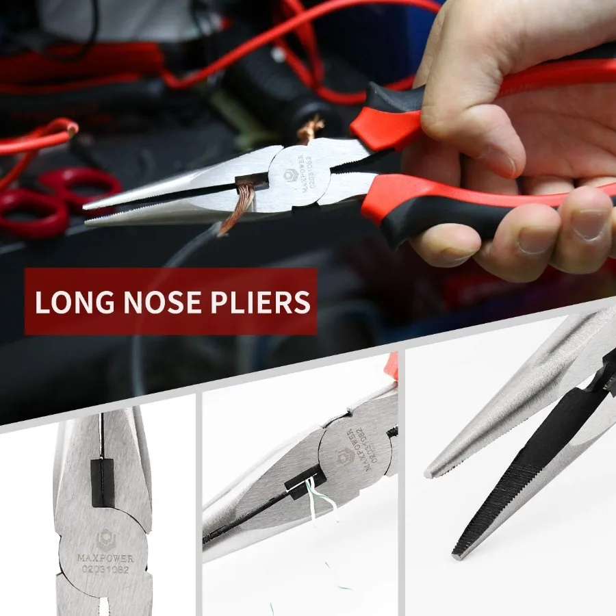 ชุดประแจและคีม 6 ชิ้นในกระเป๋าชุดสำหรับซ่อมรถยนต์ อุปกรณ์ประปา การบำรุงรักษาไฟฟ้า และงาน DIY ทั่วไป