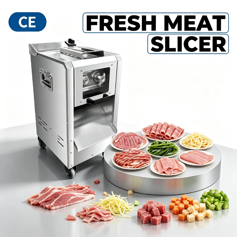 Electric Stainless Steel 2200W Vertical Commercial Fresh Meat Processing Machine For Canteen Restaurant Meat Slicer