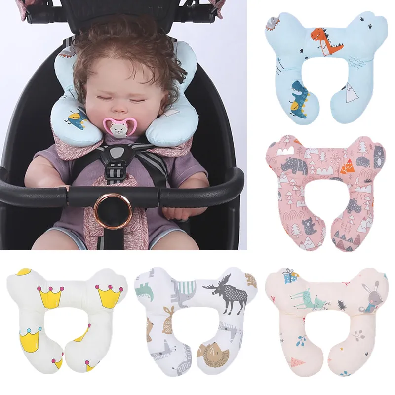 Cotton Baby Stroller Pillow Children U-shaped Pillow Travel Car Seat Head Neck Protection Pillow Boy Girl Pram Pushchair Pillow