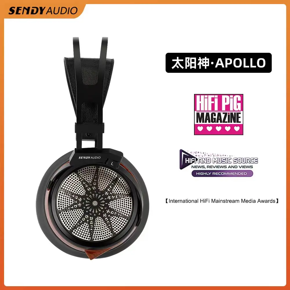 Sendy Audio Apollo HIFI Stereo 68mm Planar Magnetic Driver Open-back Over-ear Full-size Wood Headphone 4.4mm Balanced Headset