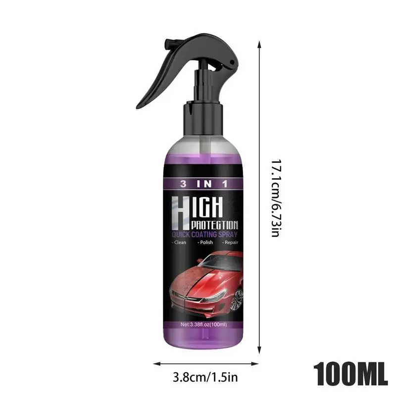 Spray de revestimento automotivo de alta proteção, cera hidrofóbica, Top Coat Polish, Refurbisher 3 em 1, 100ml, 2 peças