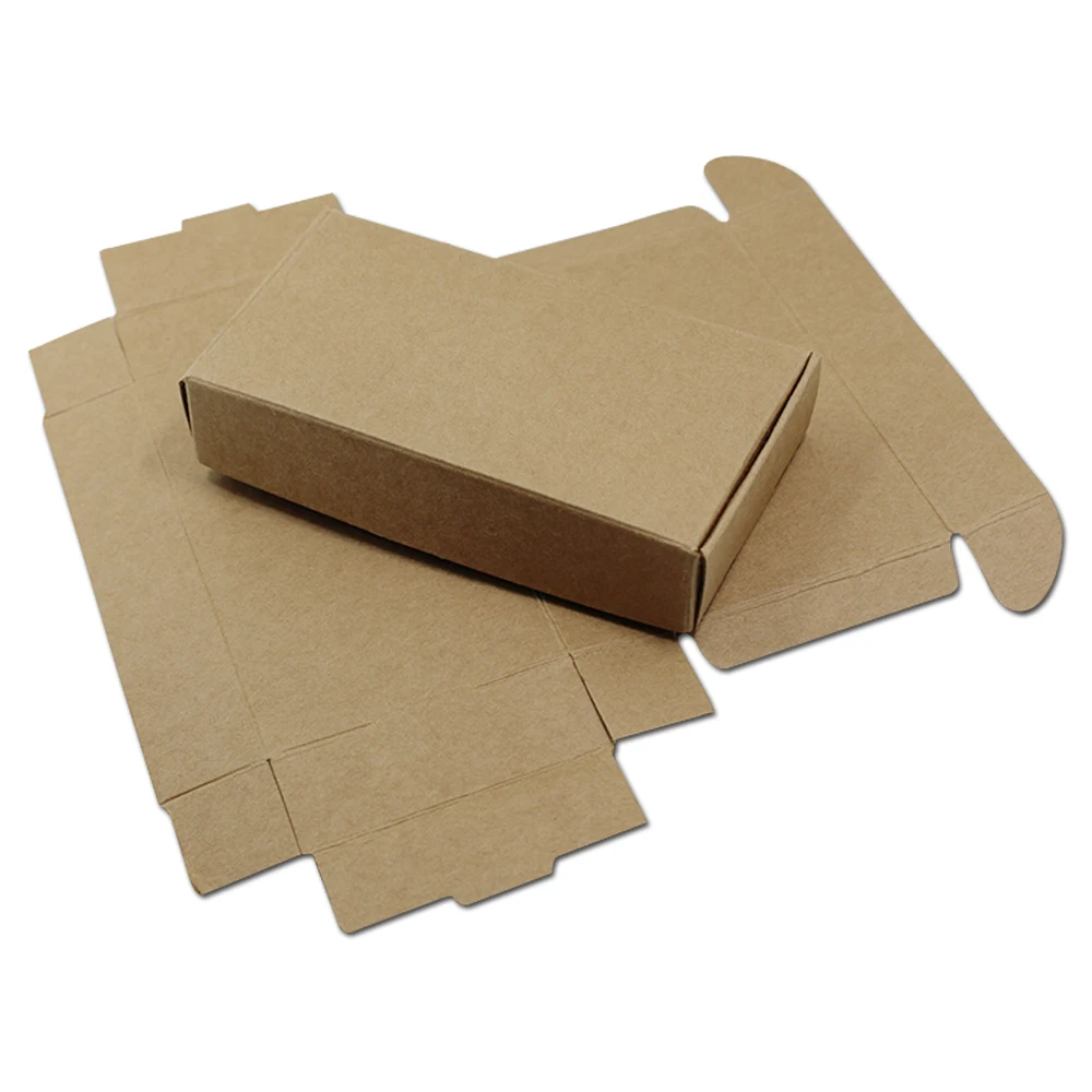 500Pcs Brown Kraft Paper Box Foldable DIY Gift Package Box Jewelry Papercard Boxes for Wedding Celebration Birthday Party