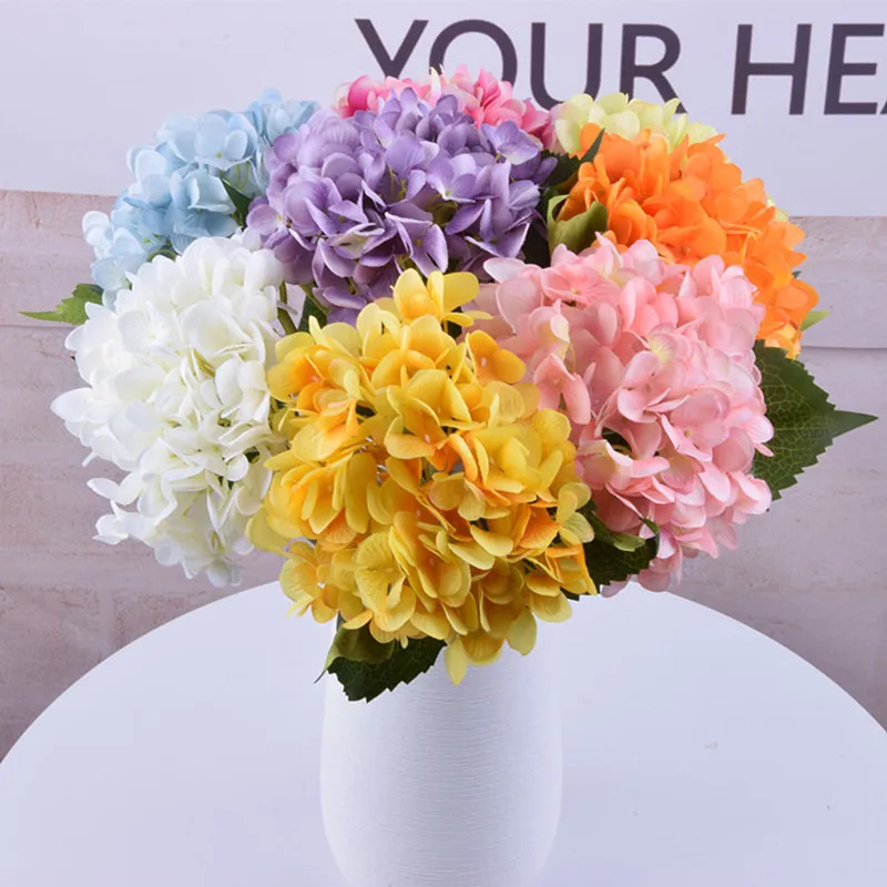 Simulation Silk Flower (40 Pcs/Lot) White Artificial Fabric Hydrangea Bouquet Wedding Home Decorations 16 Colors