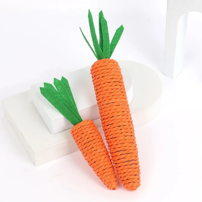 Cat Toy Carrot Sound Pet Products Bite Resistant Paper Rope Scratcher Clean Teeth Interactive Play Cat Carrot Chew Toy for Cat