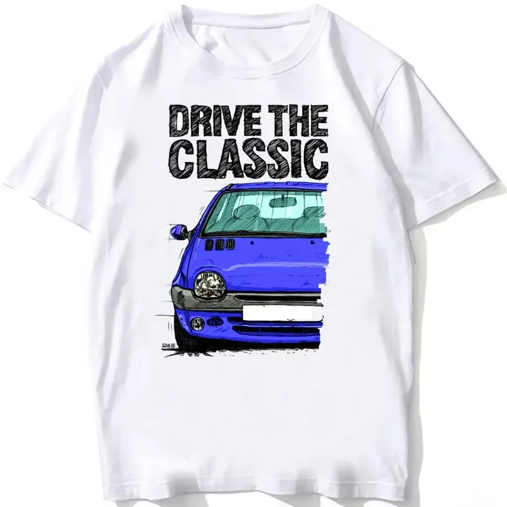 2026 new Hand Drawn Vintage Car Graphic Men Tshirt Automotive Art White Tee