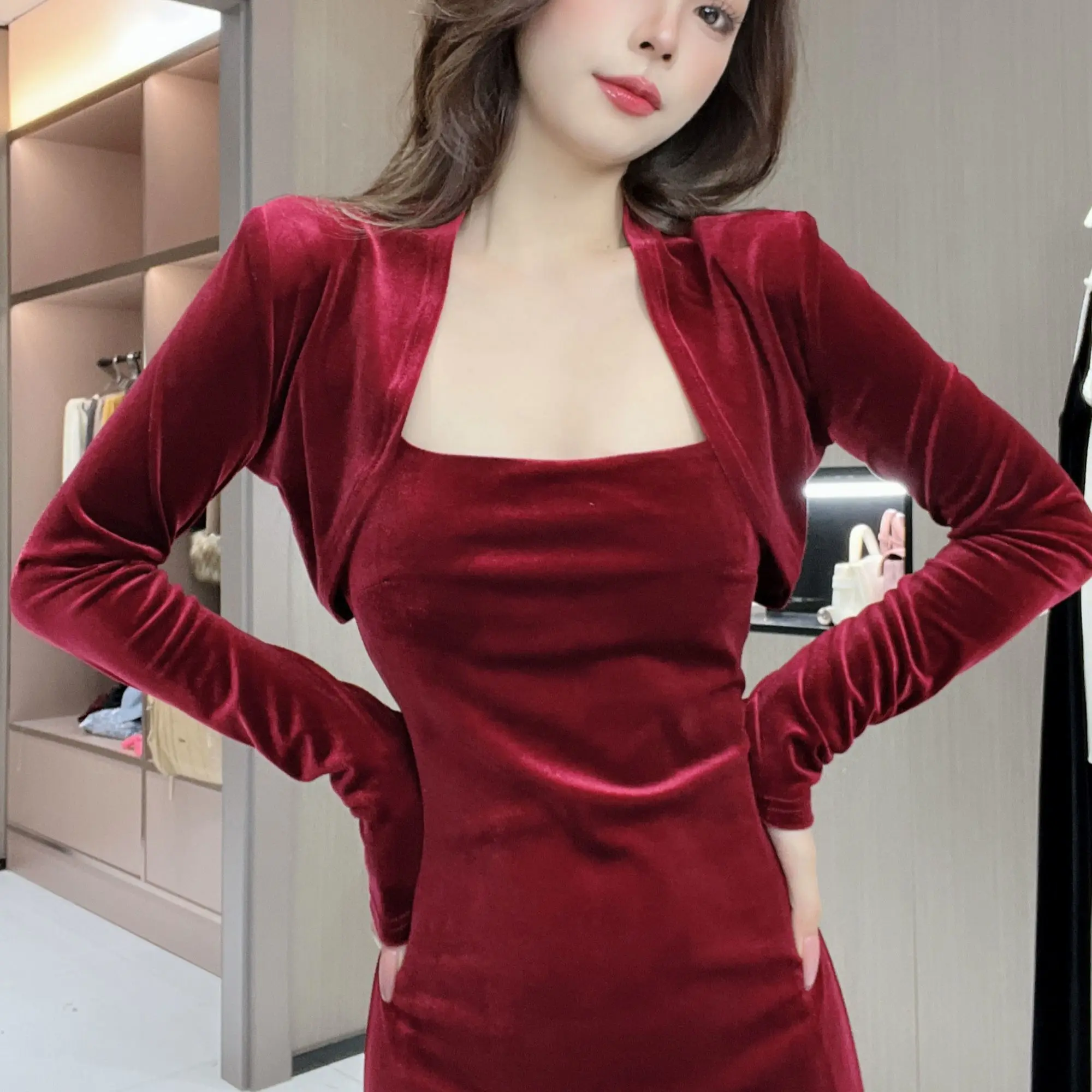 

Женский кардиган Ele Velvet, новая осенне-зимняя коллекция, простой универсальный топ-кардиган для любого образа