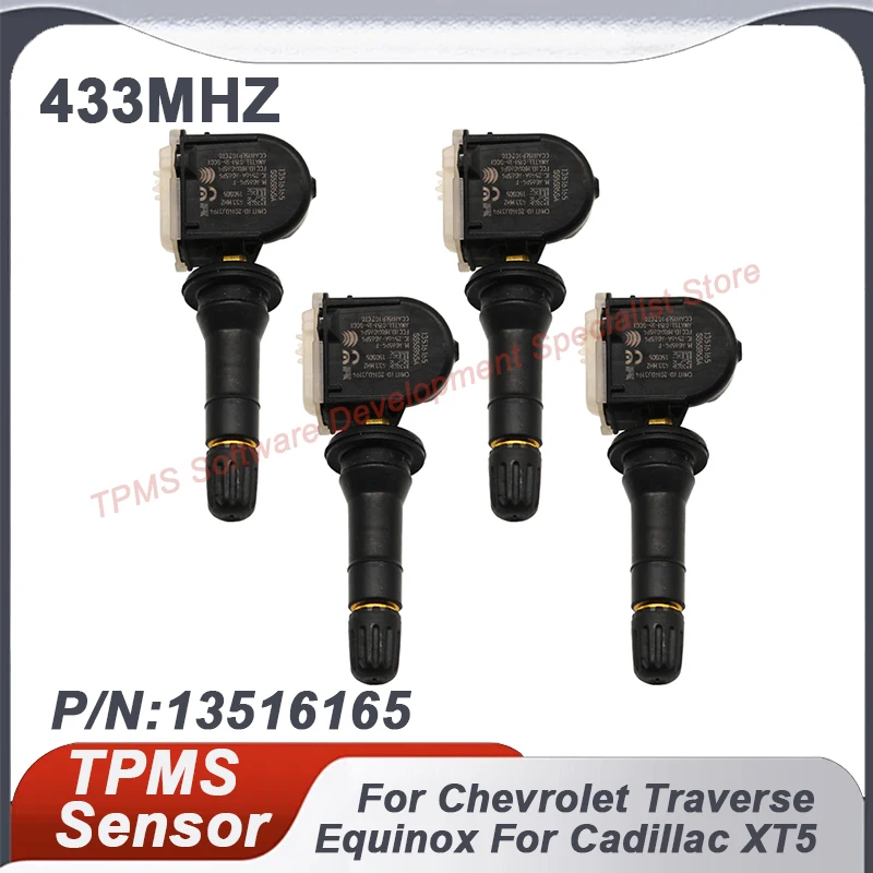 4PCS 13516165 433MHZ TPMS Tire Pressure Sensor For Chevrolet Traverse Silverado Volt Cadillac CT6 XT4 XT5 GMC Sierra 13522631