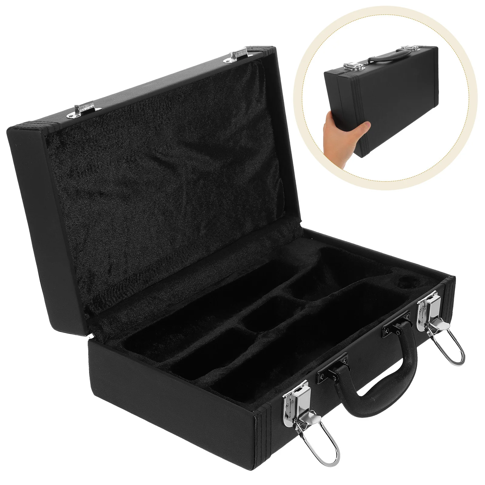 

Portable Clarinet Case Hard PU Waterproof Black Anti Pressure Storage Box Latch Lock Ergonomic Handle Music Storage Bag