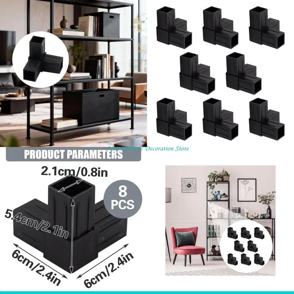 H7BF 8lots Plastic Square Tube Joints Heavy Duty Square Pipe Fittings for Outdoor Indoor Furniture Greenhouse Frame Assembly