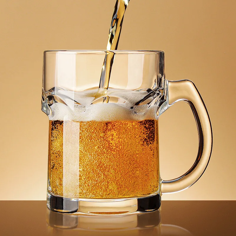 500ml Thickened Glass Ribbon Beer Cup Creative Cool Large Summer Draft Beer Cup Hero Cup Beverage Tea Cup Party Wine Cup Gift