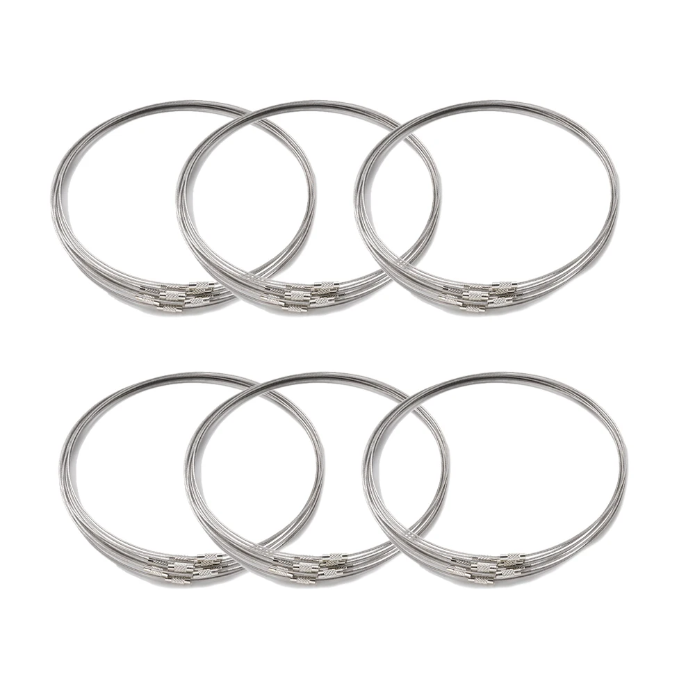 10pcs 46cm Stainless Steel Necklace Wire Cord Rope Loop Screw Lock Clasp for DIY Handmade Jewelry Making Supplies Craft Findings