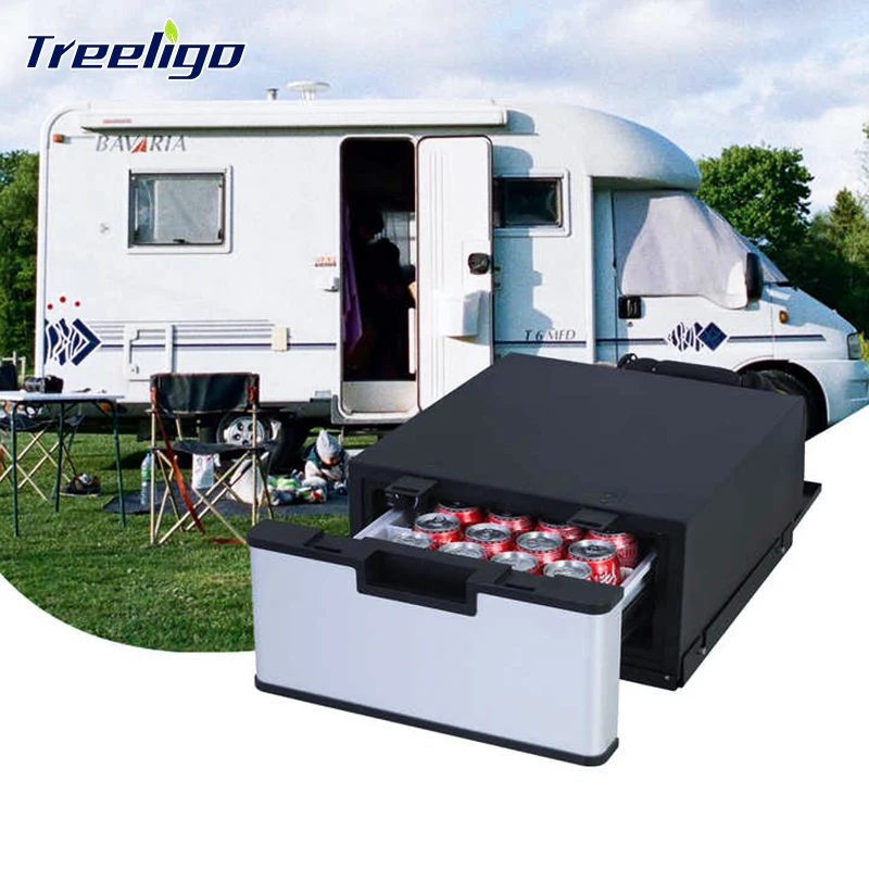 Mini Congelador DC embutido para Caravan, RV, geladeira gaveta marinha, refrigerador de ar retromontável, removível, novo design, 23 L, 12V, 24V