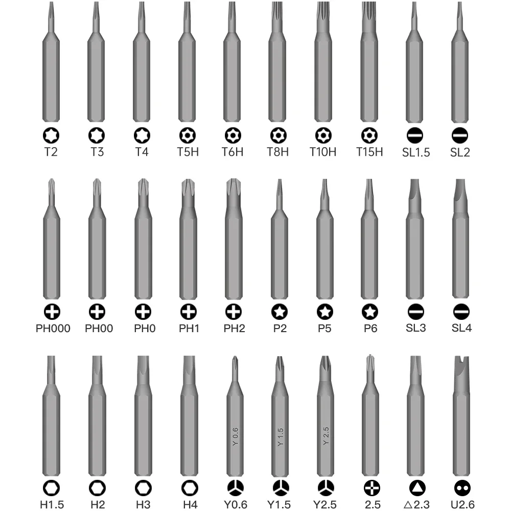 Youfutools 36 in1 New Mini Precise Electric Power Screwdriver Set with 30 Screwdriver Bits Phillips PH00 Torx for Mobile Phones