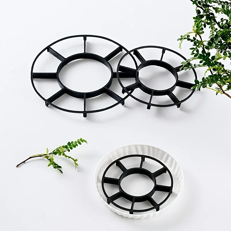 3pcs/pack Plastic Flower Pot Tray Garden Flower Pot Bottom Cushion To Prevent Plant Root Rot Home Fowerpot Breathable Drainage M