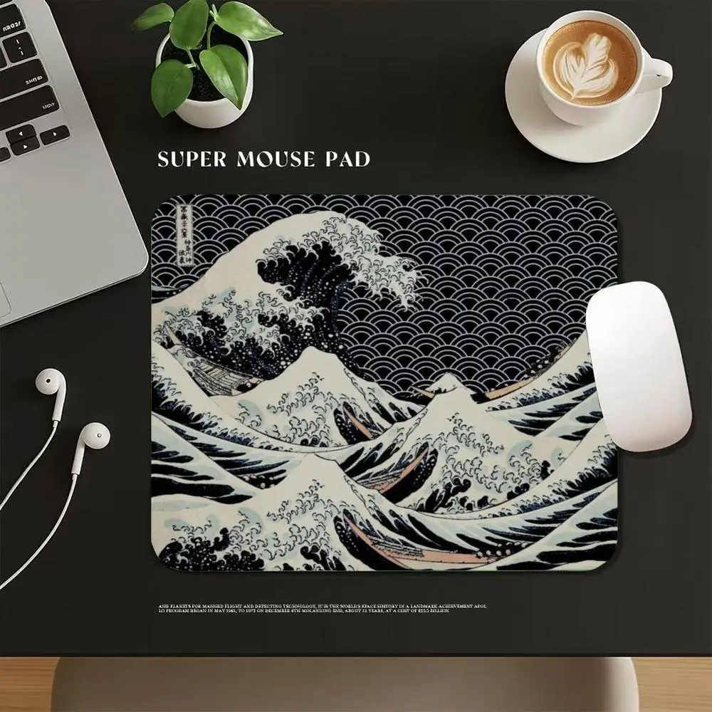 The Great Wave  Black Wave Background  Mouse Pad Non Slip Rubber Compact Desk Mat Ukiyo-e Art Office Gaming Mousepads 45X40CM