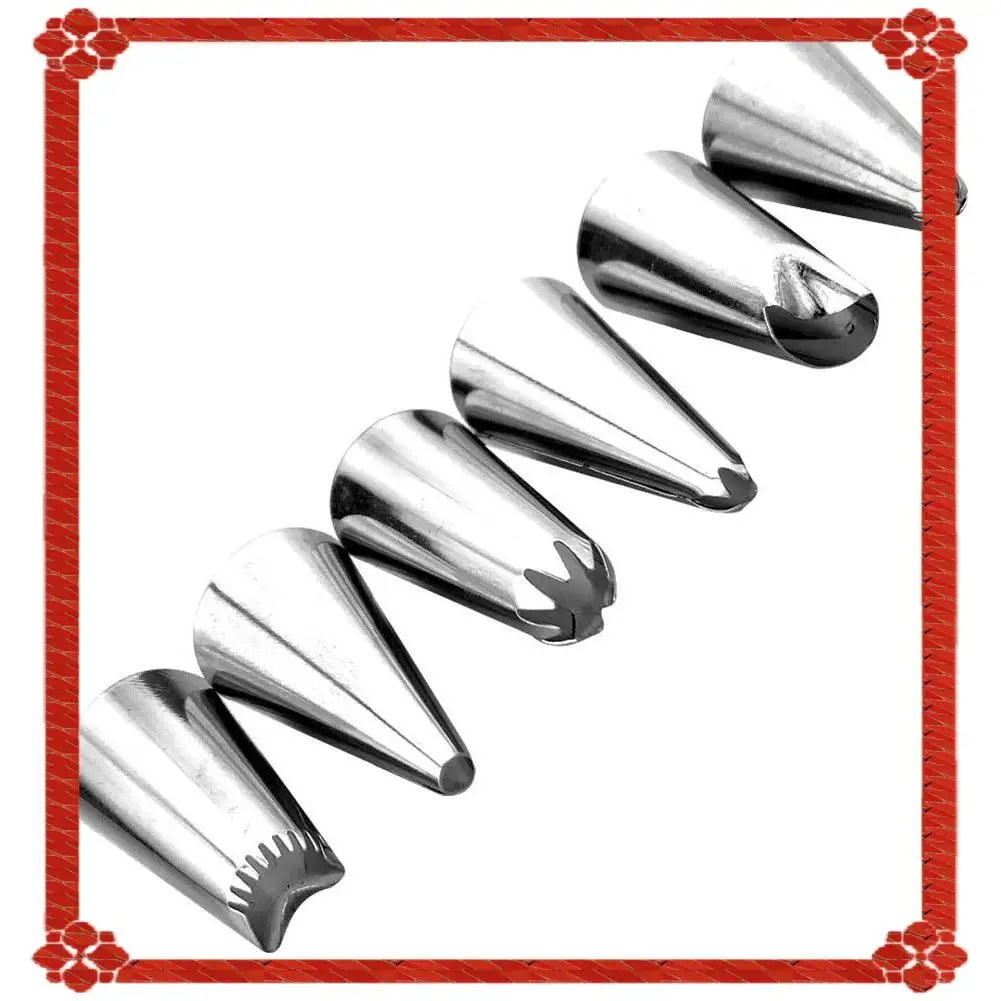 تسليم 24 ساعة 8 قطعة/المجموعة/المجموعة كيس المعجنات نصائح المطبخ كعكة الجليد الأنابيب كريم أدوات تزيين الكعكة قابلة لإعادة الاستخدام + 6 فوهة مجموعة #3