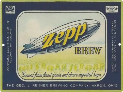 Zepp Brew Beer label Reproduction Metal Sign 9