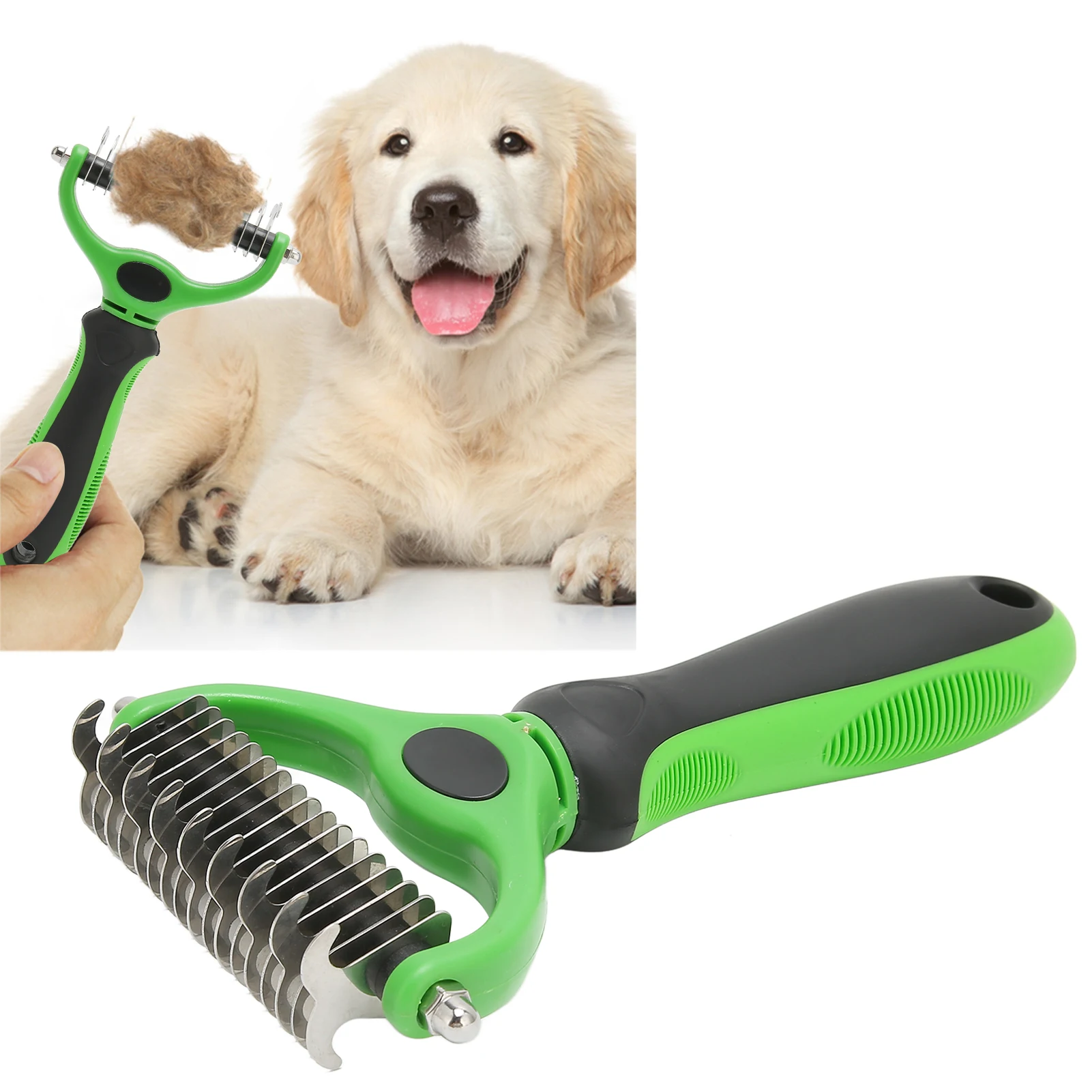 Pets Fur Knot Cutter Dog Grooming Shedding Tools Pet Cat Hair Removal Comb Brush Double Sided Pet Massage Brush