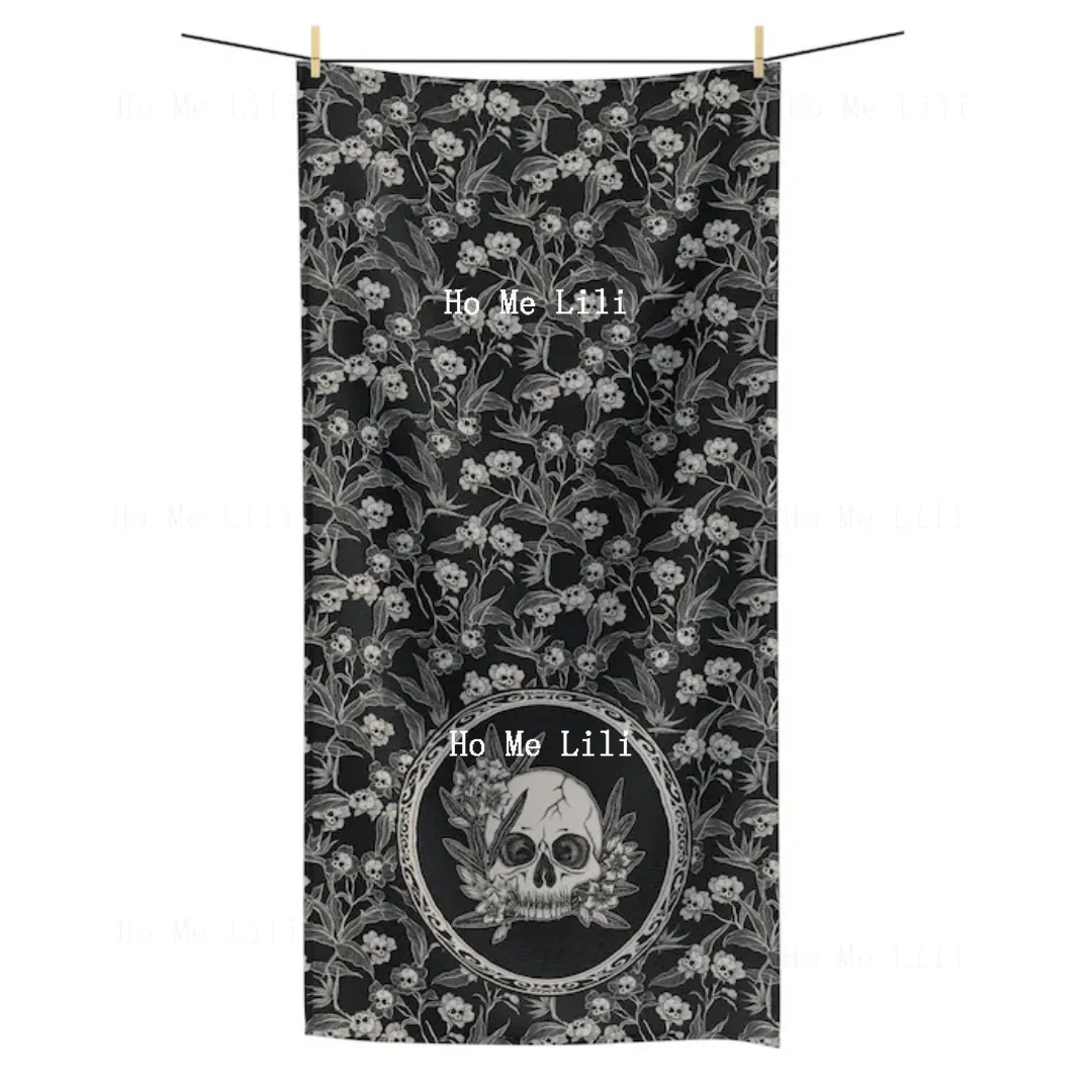 

Готическое банное полотенце с цветочным принтом, пляжные полотенца с тропическим и готическим черепом