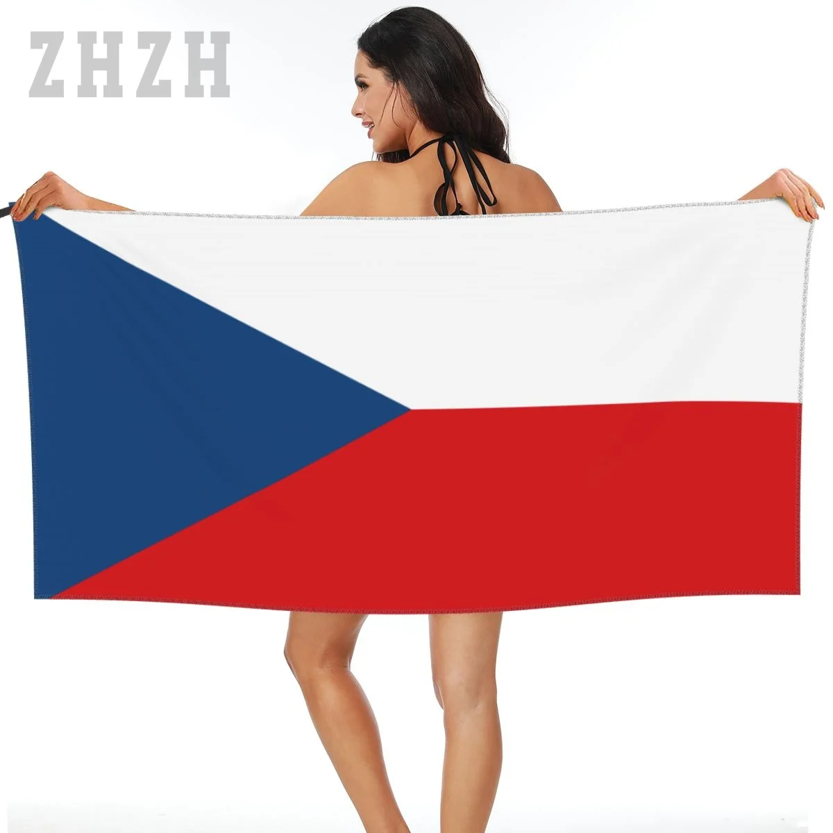 More Design Czech Republic Flag Emblem Bath Towel Quick dry Microfiber Absorbing Soft Water Breathable Beach Swimming Bathroom