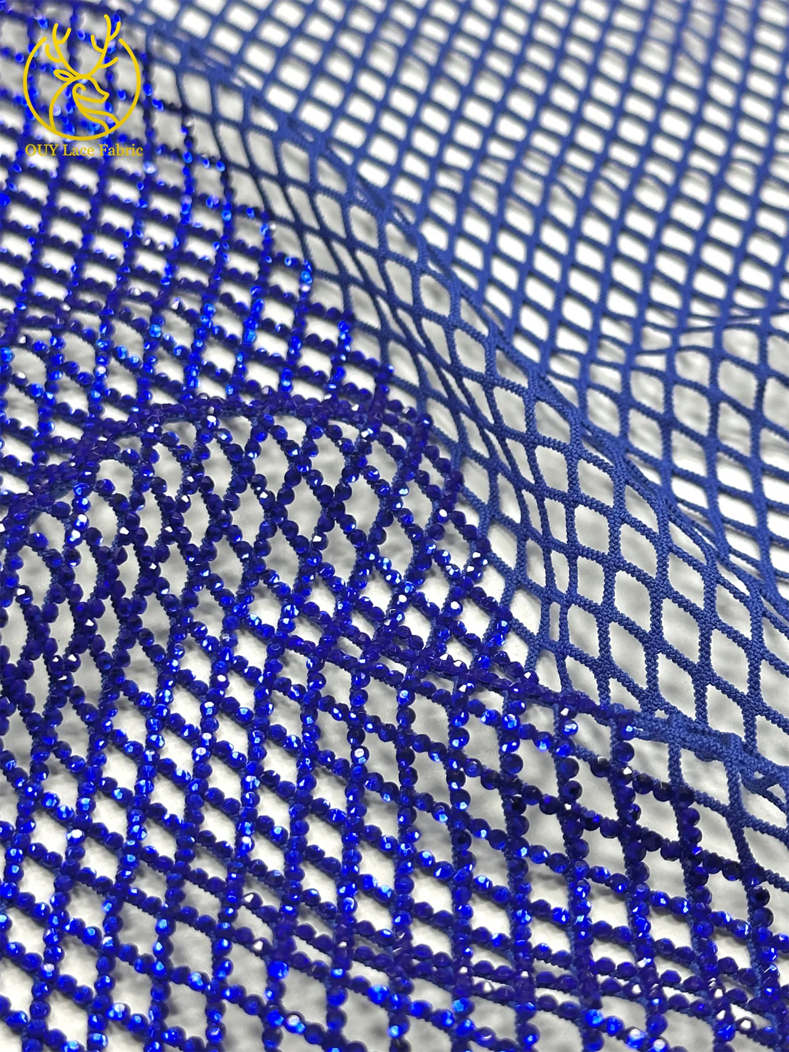 Eisblauer Nigerianischer Glasdiamant-Netzstoff 2026 Hochwertiger Afrikanischer Spitzenstoff Hochglänzender Hochzeits- und Partykleid-Stoff zum Nähen – Detail 18