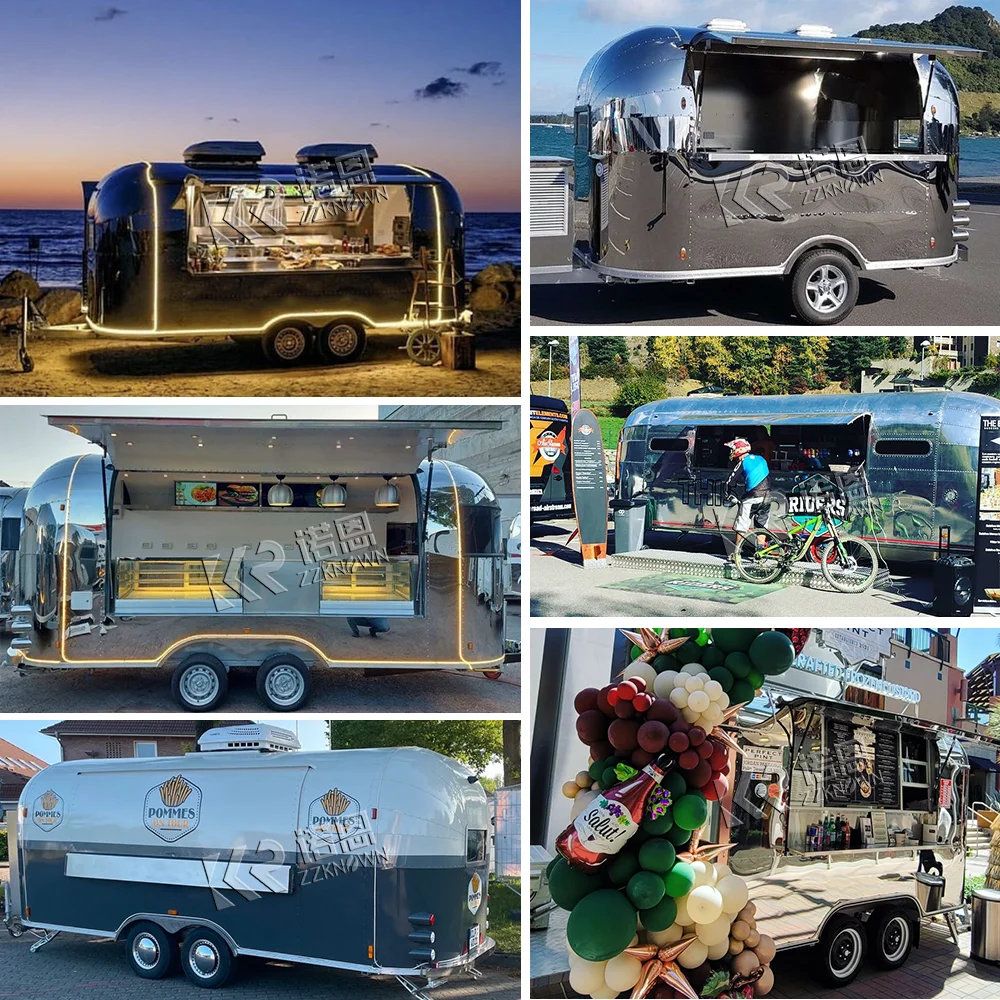 Customizable Stainless Steel BBQ Concession Trailer Coffee Cart Hot Dog Ice Cream Mobile Food Truck With Fully Equipped