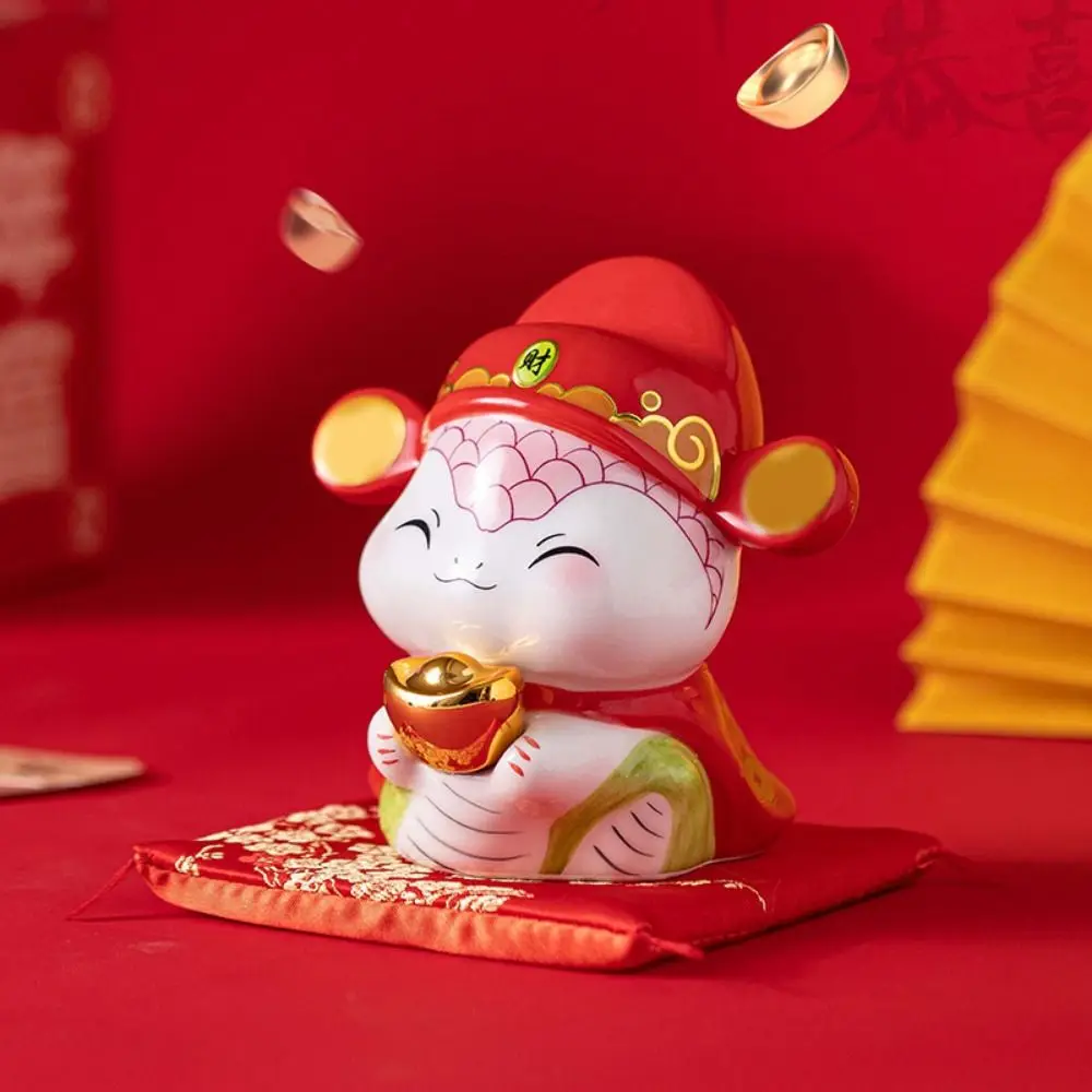 Creative กล่องเงินงูน่ารักประหยัดเงินเซรามิค Piggy Bank God of Wealth ในครัวเรือนงู Figurines งานฝีมือตกแต่งบ้าน