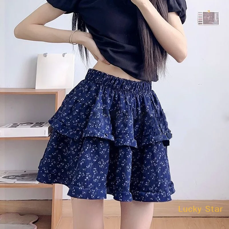 

Fashion High Waist Forest Sweet Floral Cake Puffy Skirt For Women 2025 Summer