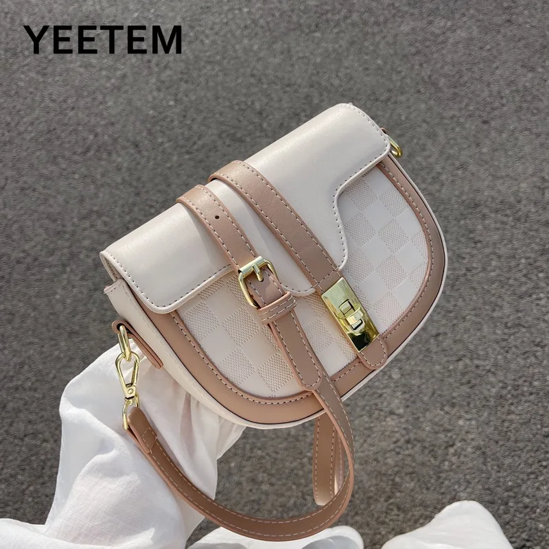 

Women's Bag 2024 New Saddle Bag Texture Western Style One-shoulder Adjustable Messenger Fashion Semicircle Bag