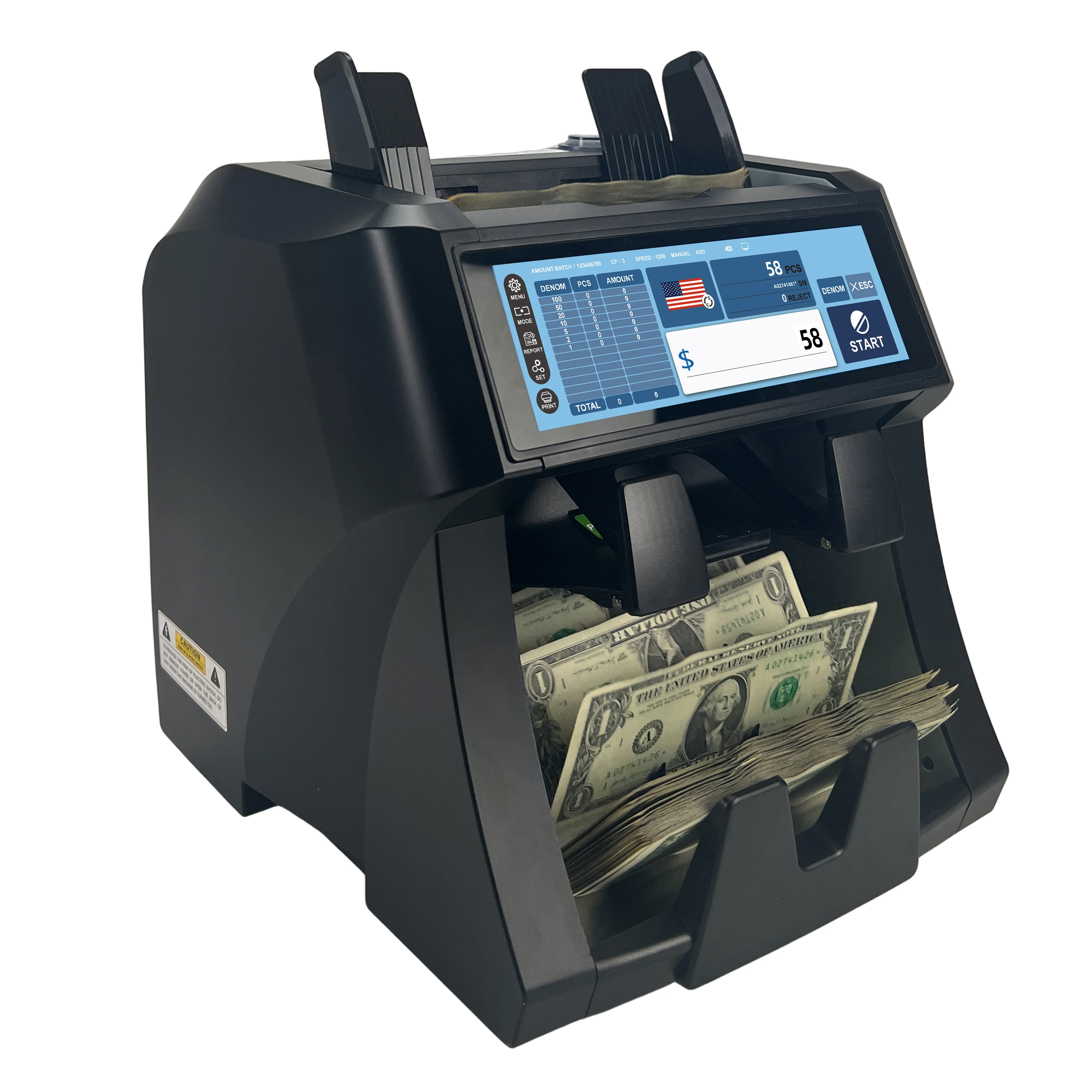 450Q جديد مزدوج CIS كامل شاشة تعمل باللمس آلات عداد الفواتير متعددة البنك ملاحظة كاشف المال آلة عد النقدية #3