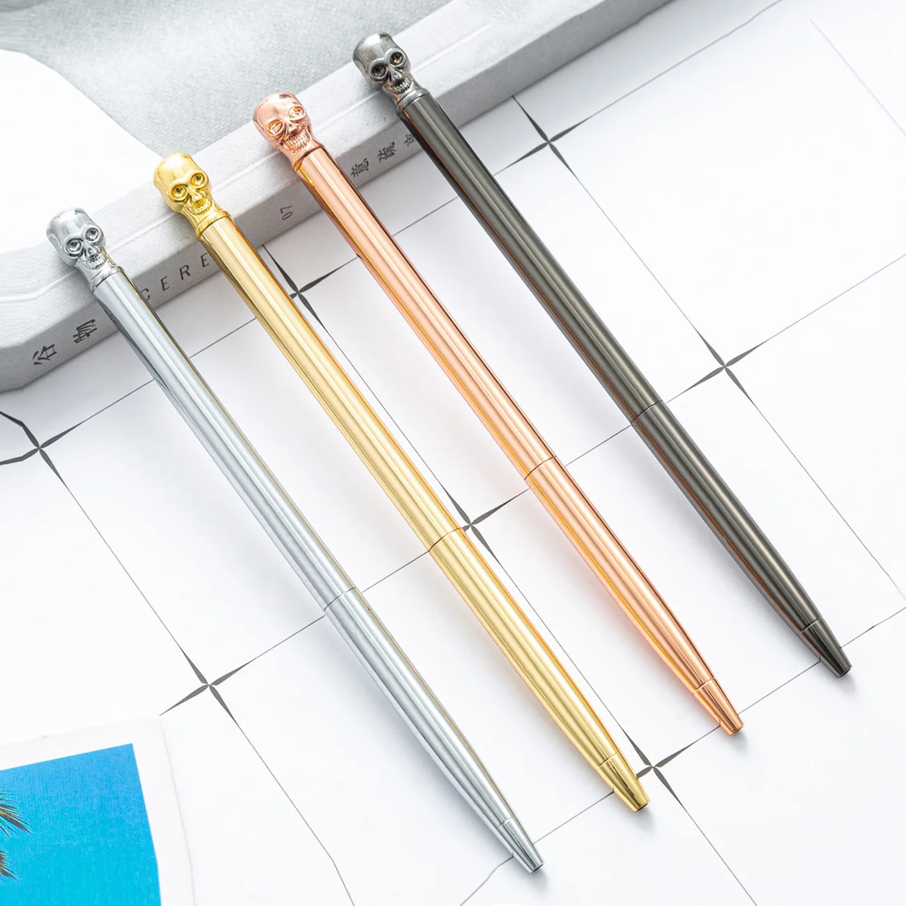 1 Pieces Love Skull Metal Ballpoint Pen Stationery