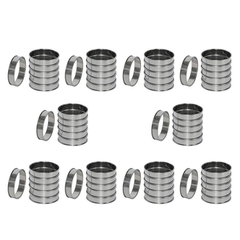 

60 Pack 4 Inch Double Rolled English Muffin Rings, Stainless Steel Crumpet Rings, Tart Rings, Round