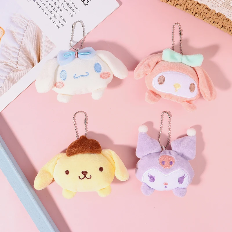 Sanrio ตุ๊กตาหนานุ่ม Cinnamoroll น่ารักจี้ kulomi นุ่มยัดไส้พวงกุญแจรถกระเป๋าเป้สะพายหลังตกแต่งพวงกุญแจถุงของขวัญสำหรับเด็ก