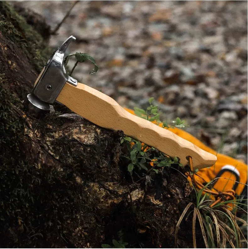 Portable Outdoor Camping Beech Wood Handle Stainless Steel/Brass Head Safe Tent Stakes and Pegs Hammer view 5