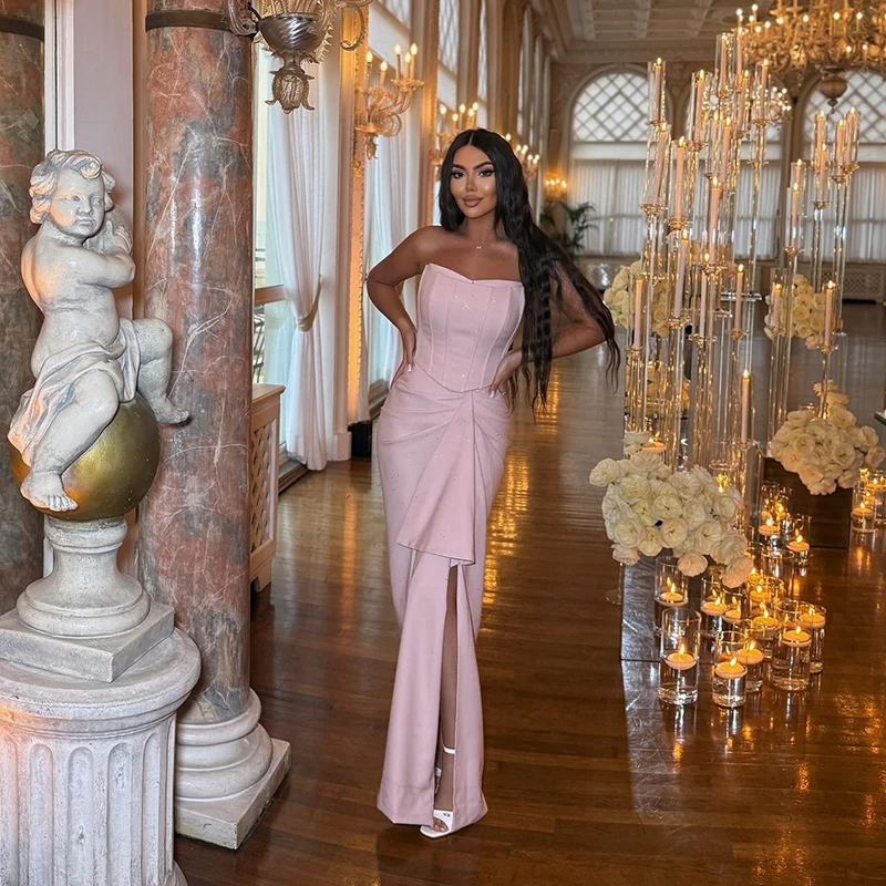 

Тонкие сексуальные вечерние платья русалки для выпускного вечера Милая с разрезом по бокам Блестящее розовое вечернее платье Ночные коктейльные платья для выпускного вечера по индивидуальному заказу