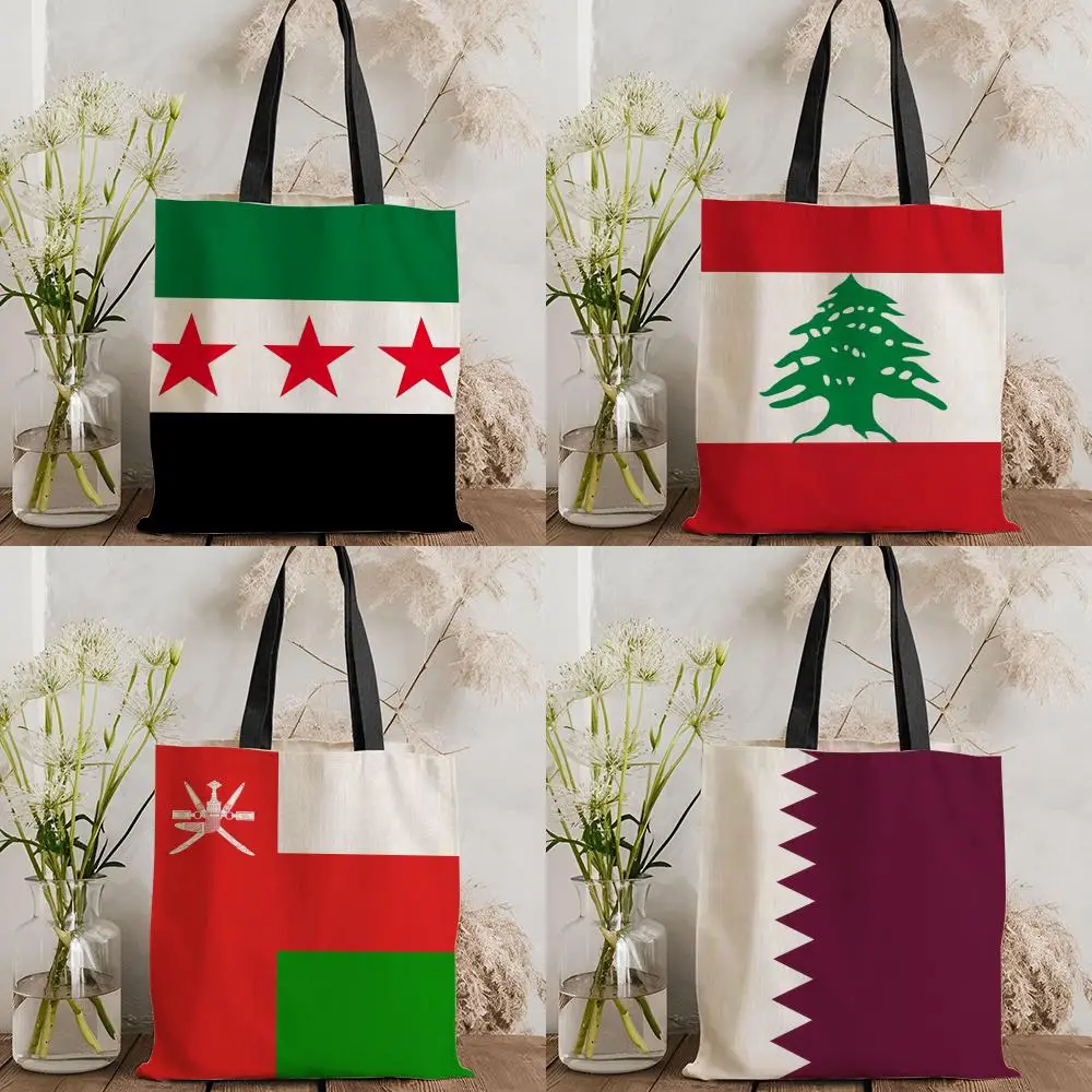 Middle East Oman Syria Storage Bags Double-Sided Print Canvas Tote Bag Fashion Large Capacity Women's Shoulder Handbag