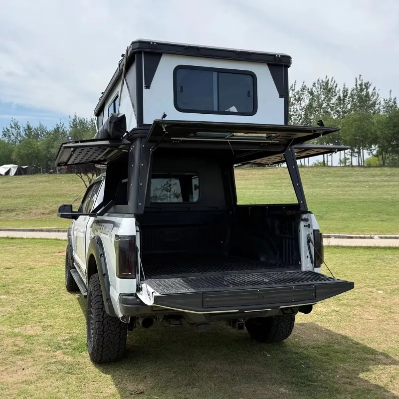 Pickup Truck Camper Shell Aluminum Waterproof Easy Install Built‑in Kitchen Large Storage For 4x4 Off‑Road Overland Adventure