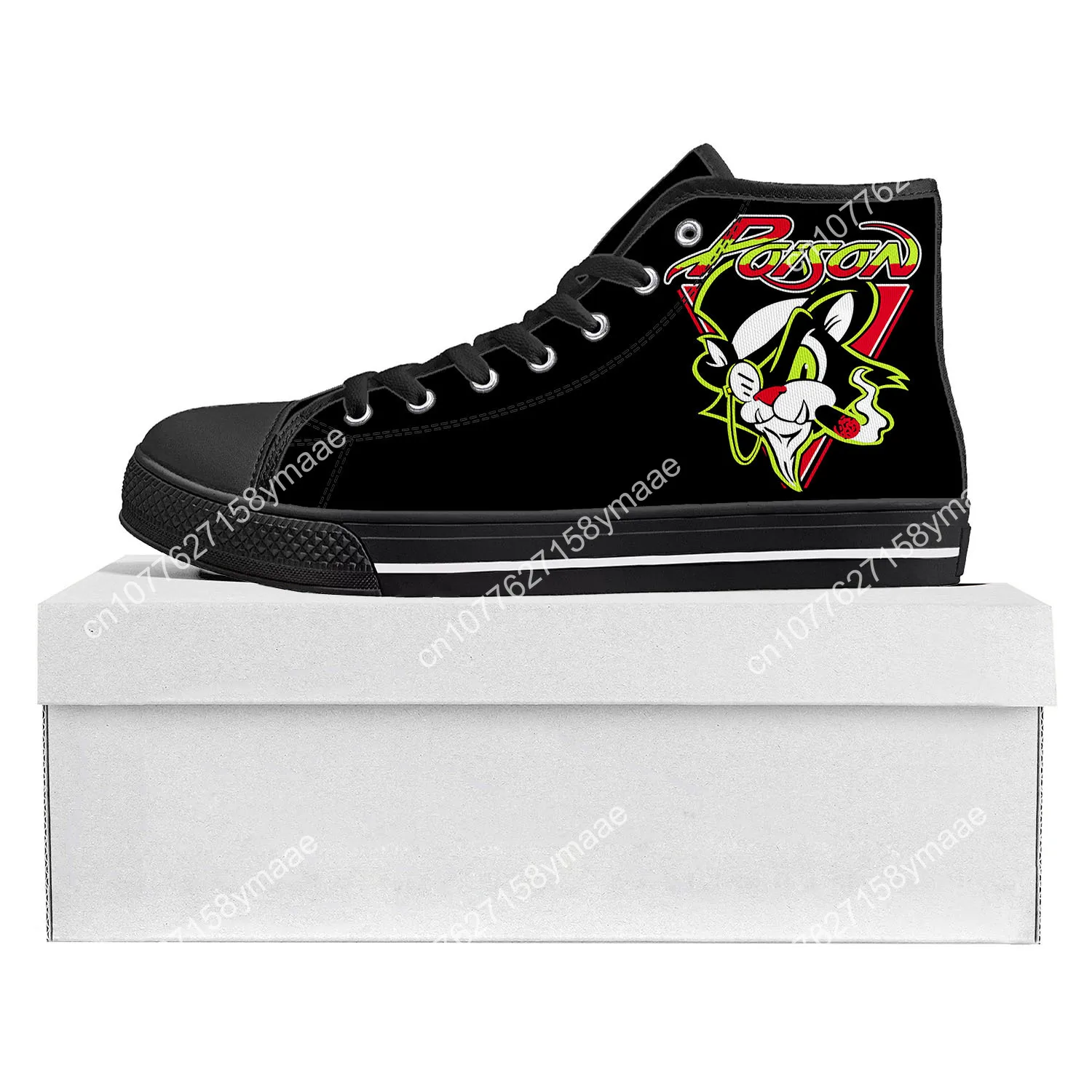 Poison Rock Band High Top High Quality Sneakers Mens Womens Teenager Canvas Sneaker Casual Custom Made Shoes Customize DIY Shoe