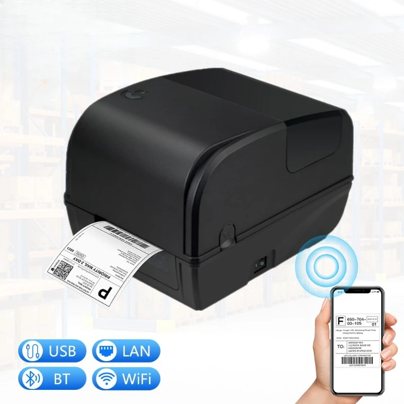 Dual mode thermal transfer color ribbon label printer CE FCC RoHS 4 inch for home office and retail stores