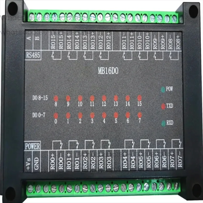 MB16DO switch output module 16 channels relay output isolated RS485 MODBUS RTU communication