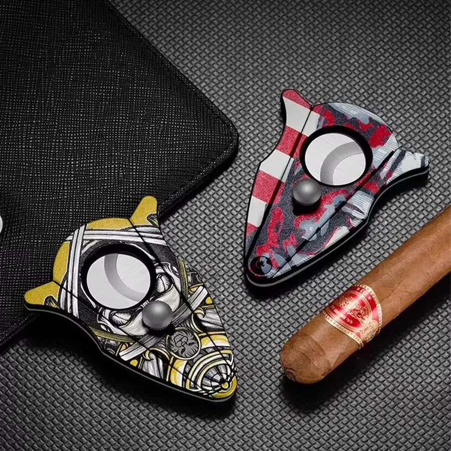 Creative Stainless Steel Cigar Clipper, Double‑Edged Blade Anti‑Slip Design, Portable Handy Cigar Accessory
