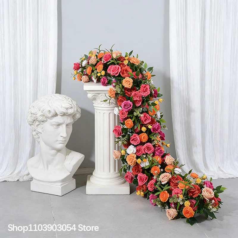 200 cm künstliche Rosenblume, Hochzeits-Hintergrundwanddekoration, Sofaläufer, Party-Wanddekoration, Tischdekoration, Bühnendekoration, Heimdekoration – Detail 8