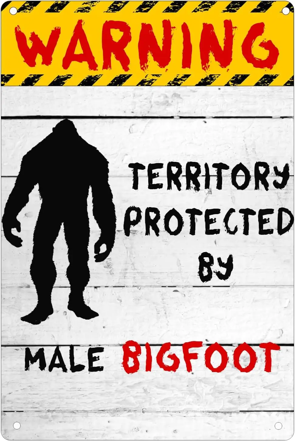 HQVLNAWX Warning Territory Protected By Male Bigfoot Metal Tin Sign, Interesting Ornamental Painting Of Bigfoot Monsters Funny H