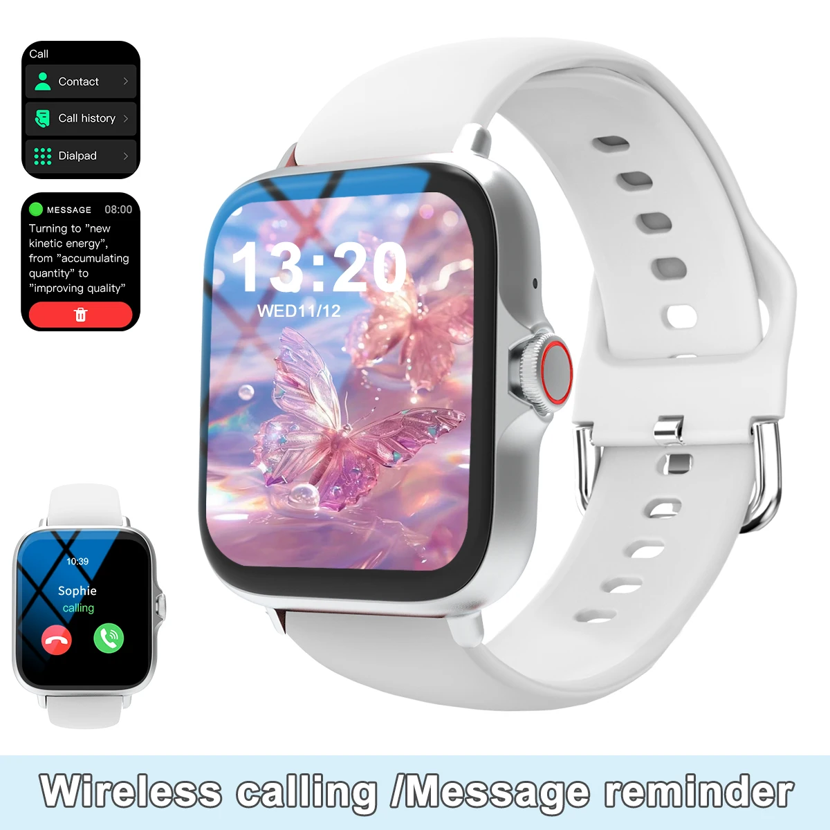 Smart watch, wireless calling /dial, multi -Sport mode, calling reminder and rejection,information reminder,for iPhone/Andriod