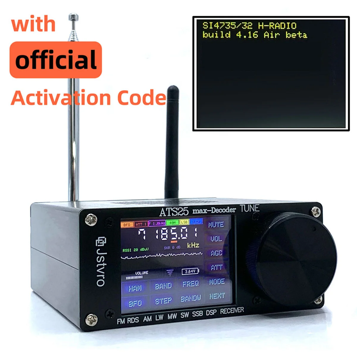 -25Max-Decoder SI4732 Full Radio DSP FM LW MW SW SSB Receiver 2.4 Inch Touch Screen 64-108MHz Radio Receiver